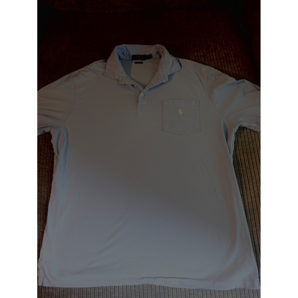 Polo Ralph Lauren Mens Classic Fit Pocket Polo Shirt Light Blue Large L